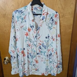 Orvis Floral Button Down Silk Shirt